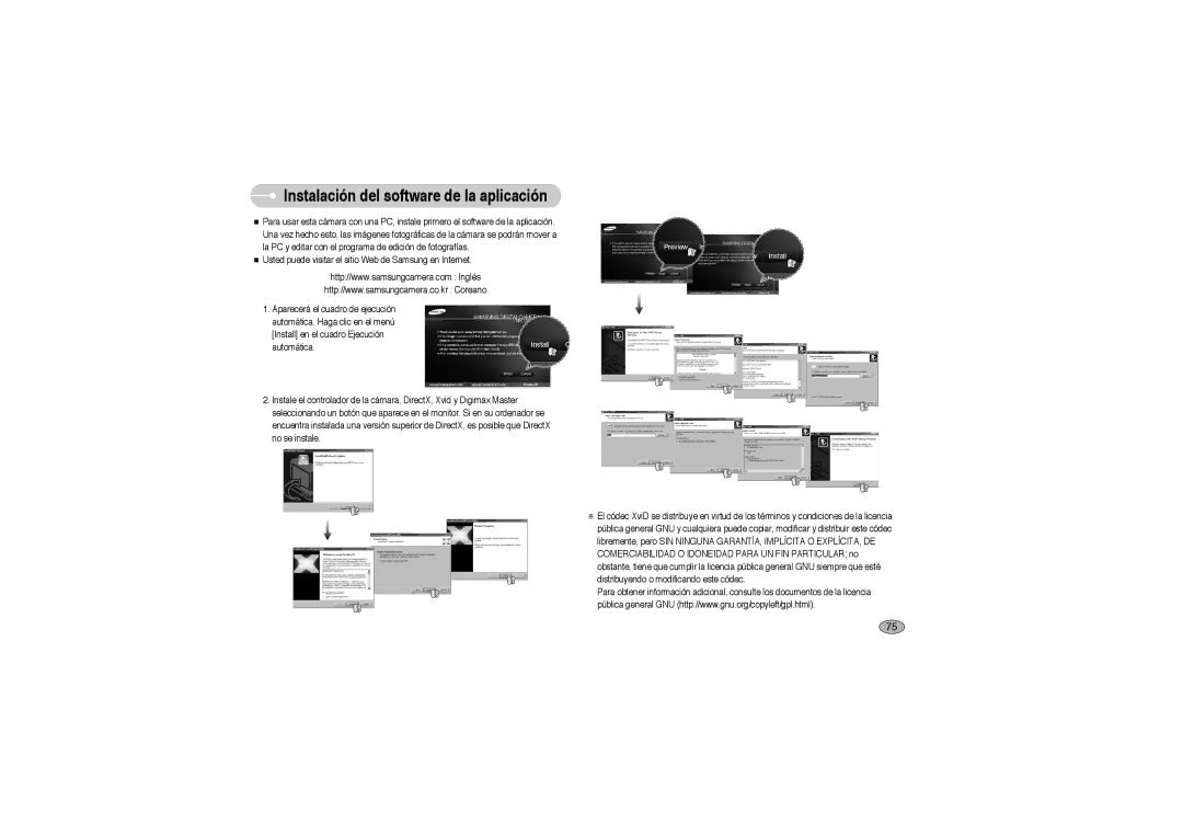 Samsung EC-S850ZBBM/E1, EC-S850ZSBM/E1, EC-S850ZBBA/E1 manual Instalación del software de la aplicación 