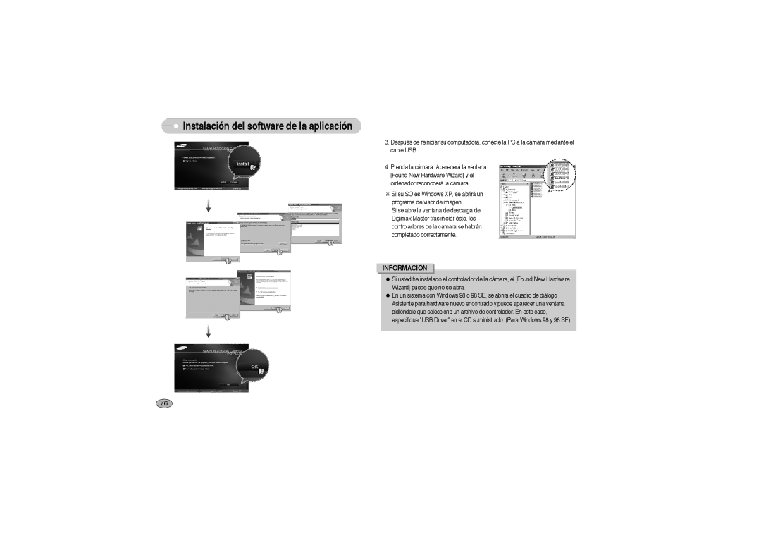 Samsung EC-S850ZBBA/E1, EC-S850ZSBM/E1, EC-S850ZBBM/E1 manual Instalación del software de la aplicación 