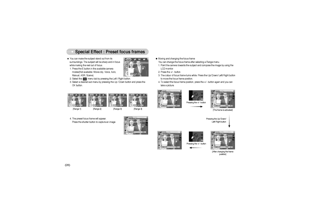 Samsung EC-S850ZSBC/E1, EC-S850ZSBM/E1, EC-S850ZBBM/E1, STW-S850S, STW-S850B, EC-S850ZSAA Special Effect Preset focus frames 