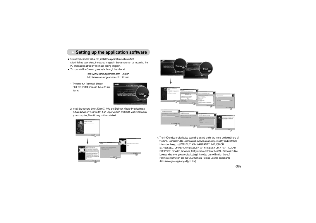 Samsung EC-S850ZSBD/E1, EC-S850ZSBM/E1, EC-S850ZBBM/E1, STW-S850S, STW-S850B, EC-S850ZSAA Setting up the application software 