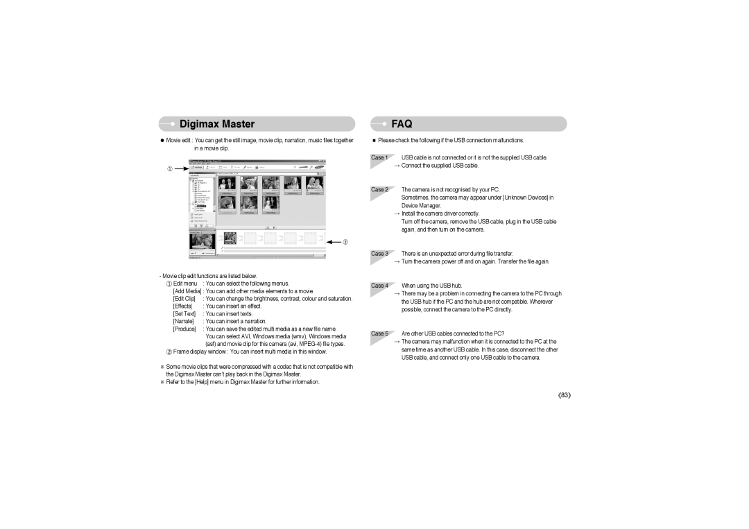 Samsung EC-S850ZBBF/E1, EC-S850ZSBM/E1, EC-S850ZBBM/E1, STW-S850S, STW-S850B, EC-S850ZBBA/E1 manual DigimaxFAQ Master, Faq 