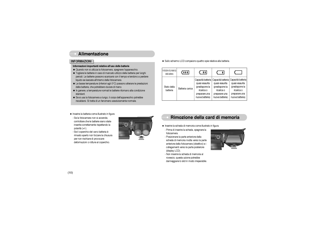 Samsung STW-S850B, EC-S850ZSBM/E1, EC-S850ZBBM/E1, STW-S850S manual Rimozione della card di memoria, Informazioni 