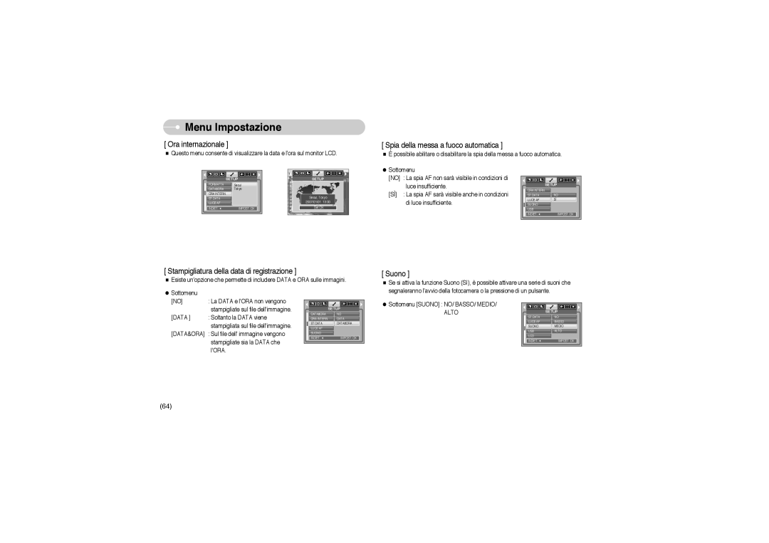 Samsung EC-S850ZBBM/E1, EC-S850ZSBM/E1, STW-S850S, STW-S850B manual Ora internazionale 