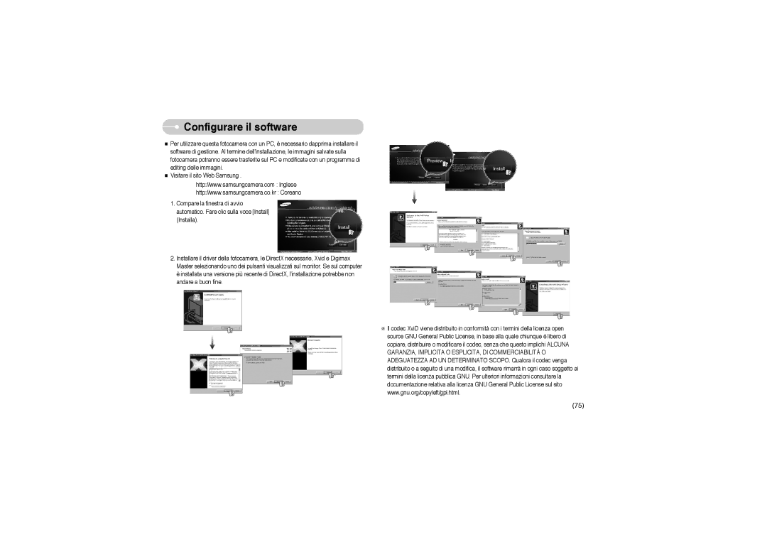 Samsung EC-S850ZSBM/E1, EC-S850ZBBM/E1, STW-S850S, STW-S850B manual Configurare il software 