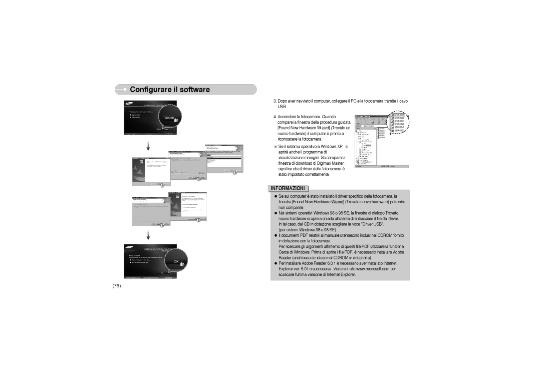 Samsung EC-S850ZBBM/E1, EC-S850ZSBM/E1, STW-S850S, STW-S850B manual Configurare il software 