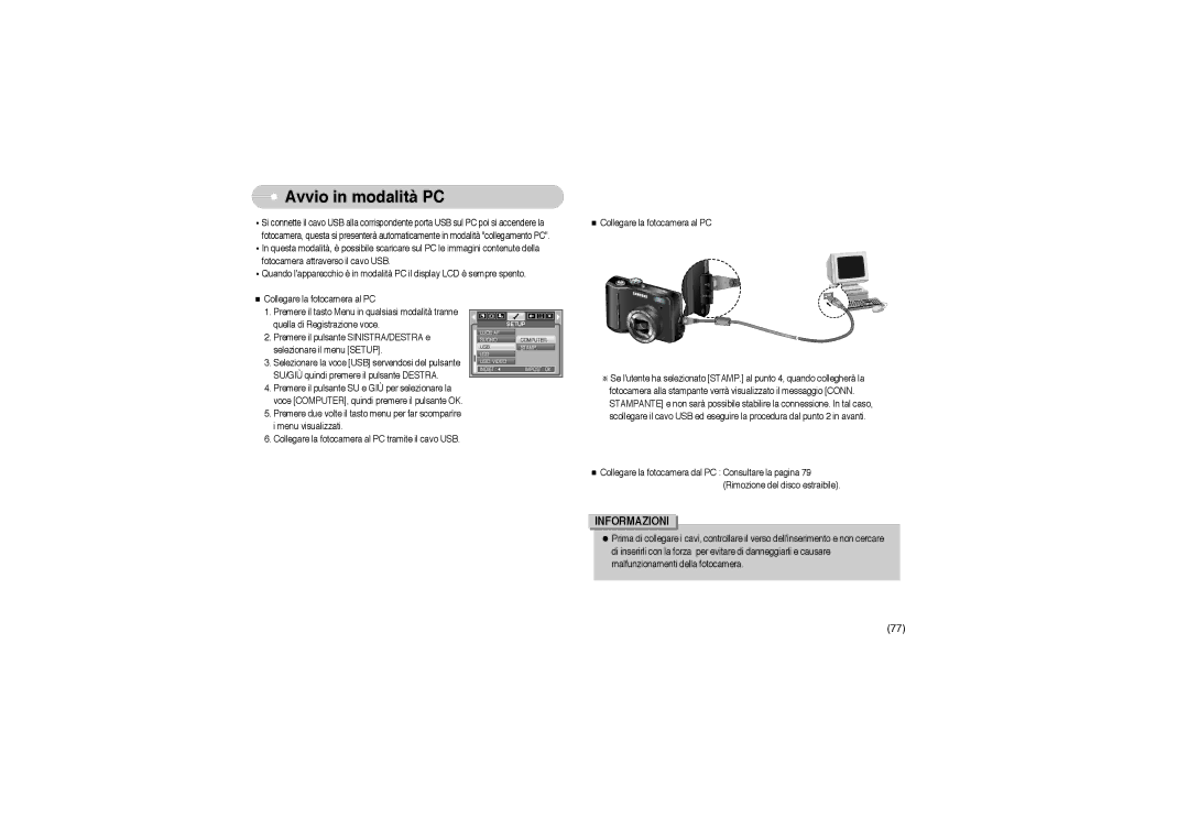 Samsung STW-S850S, EC-S850ZSBM/E1, EC-S850ZBBM/E1, STW-S850B manual Avvio in modalità PC 