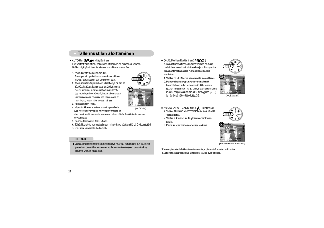 Samsung EC-S850ZBBM/E1, EC-S850ZSBM/E1 manual Tallennustilan aloittaminen 