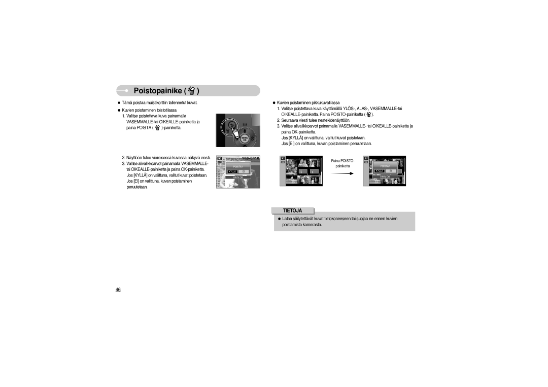 Samsung EC-S850ZBBM/E1, EC-S850ZSBM/E1 manual Poistopainike 