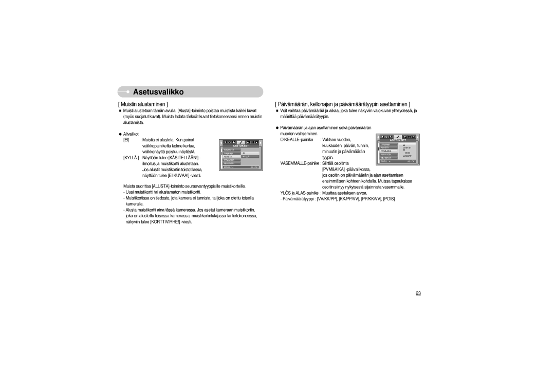 Samsung EC-S850ZSBM/E1, EC-S850ZBBM/E1 manual Muistin alustaminen 