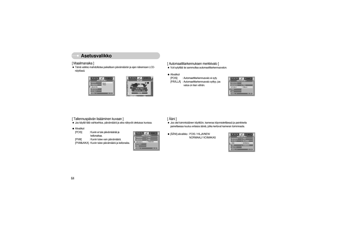 Samsung EC-S850ZBBM/E1, EC-S850ZSBM/E1 manual Maailmanaika 