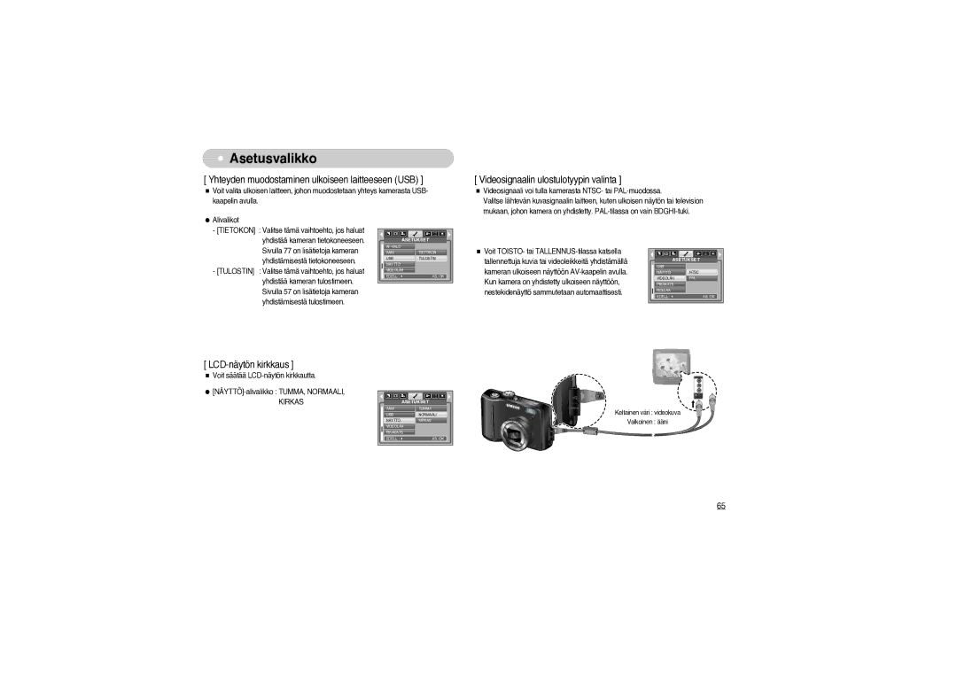 Samsung EC-S850ZSBM/E1, EC-S850ZBBM/E1 manual Yhteyden muodostaminen ulkoiseen laitteeseen USB 