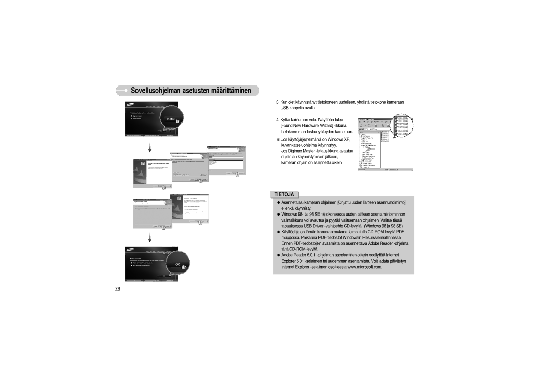 Samsung EC-S850ZBBM/E1, EC-S850ZSBM/E1 manual Sovellusohjelman asetusten määrittäminen 