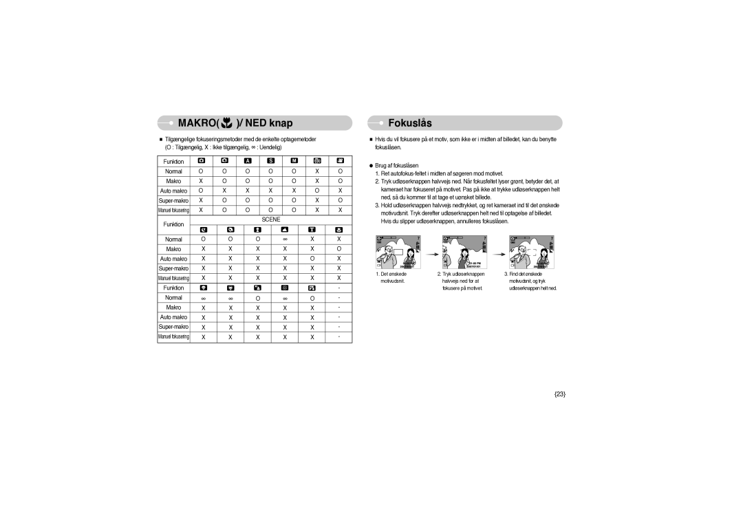 Samsung EC-S850ZSBM/E1, EC-S850ZBBM/E1 manual Fokuslås, Scene 