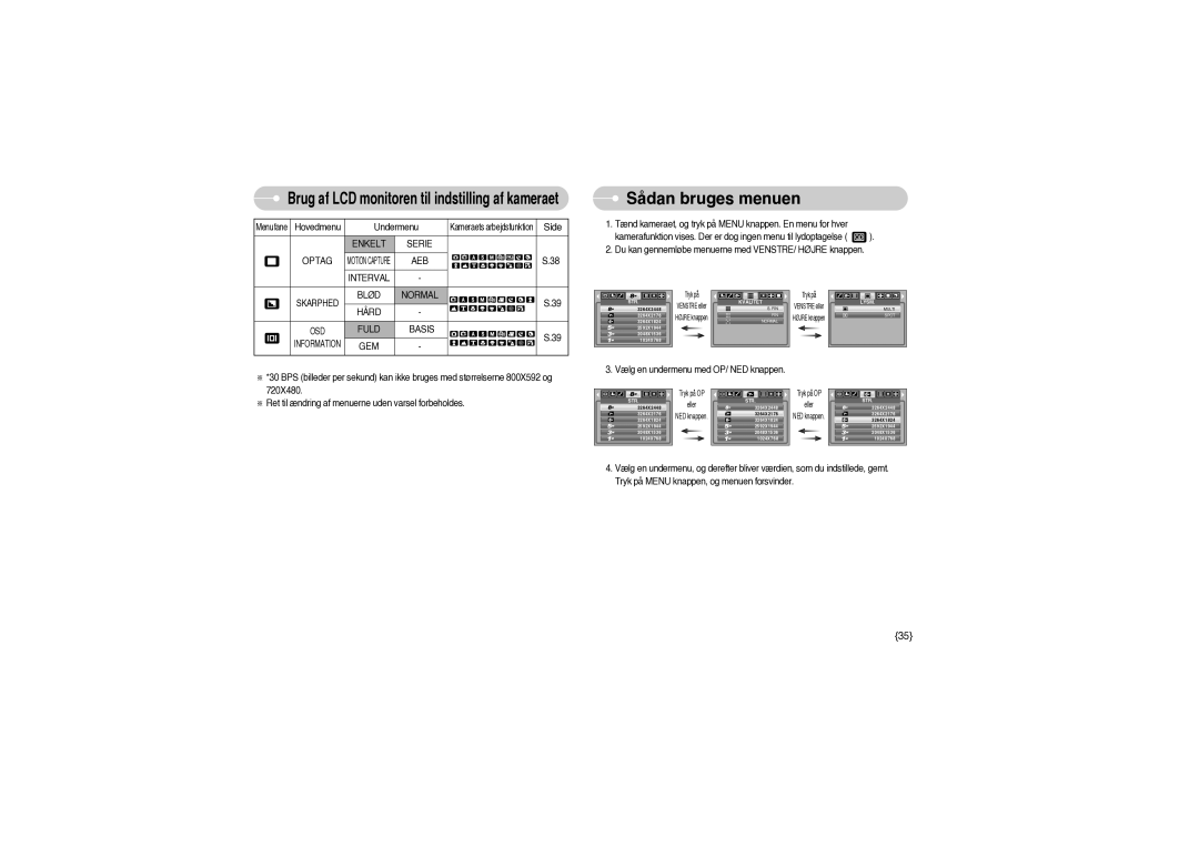 Samsung EC-S850ZSBM/E1, EC-S850ZBBM/E1 manual Sådan bruges menuen 