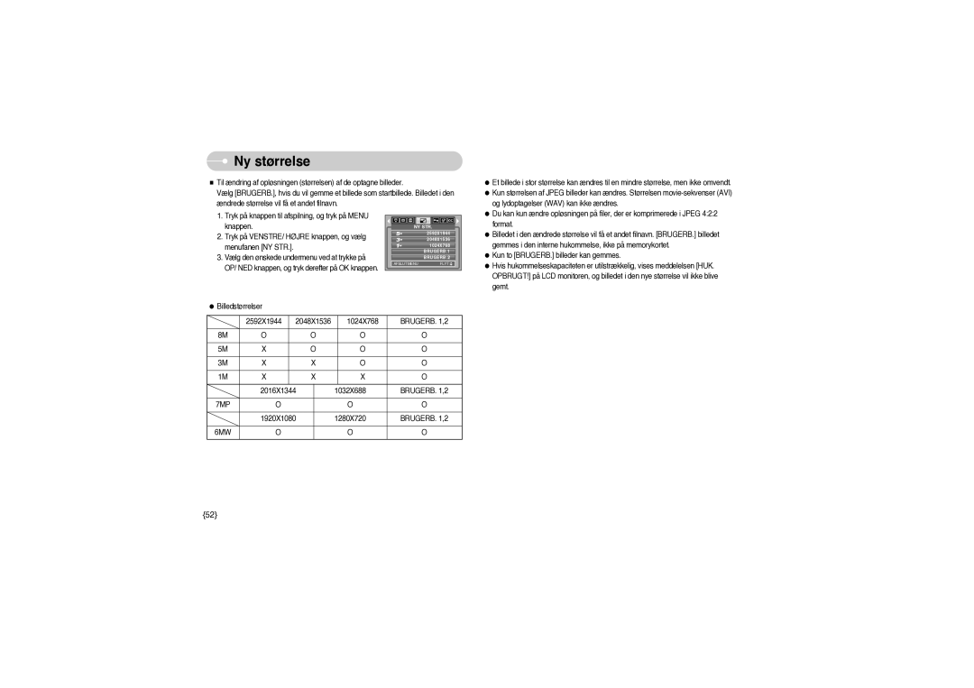 Samsung EC-S850ZBBM/E1, EC-S850ZSBM/E1 manual Ny størrelse, Brugerb ,2, 7MP 