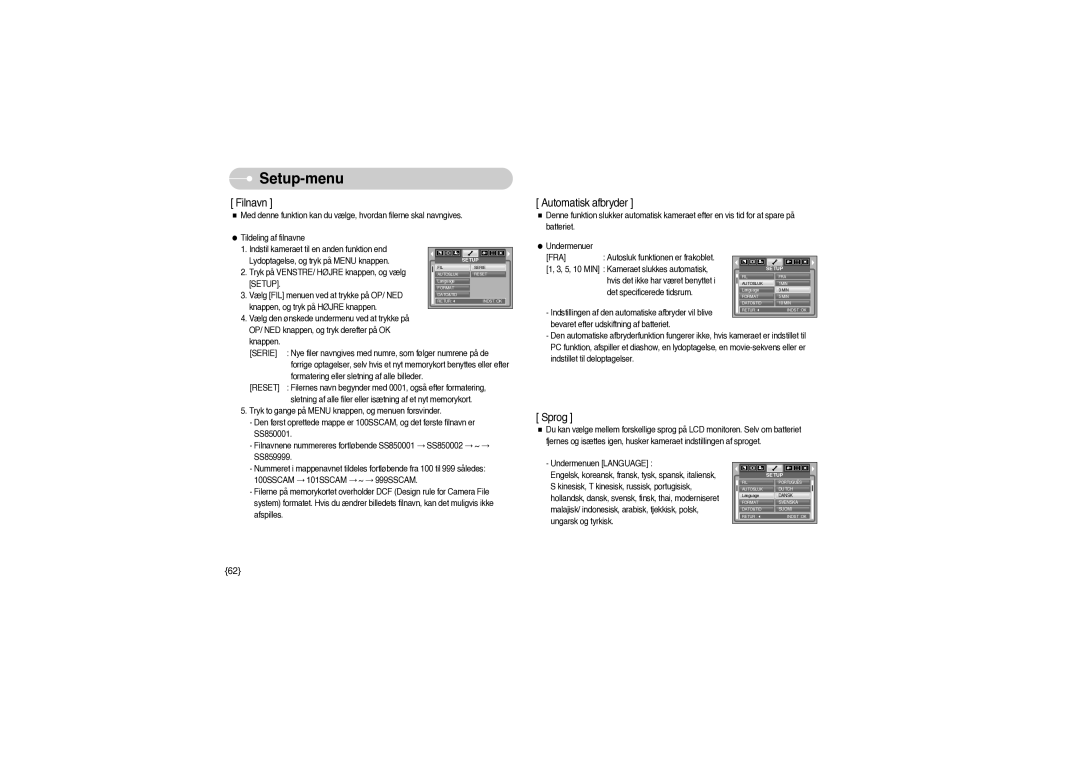 Samsung EC-S850ZBBM/E1, EC-S850ZSBM/E1 manual Filnavn, Setup 