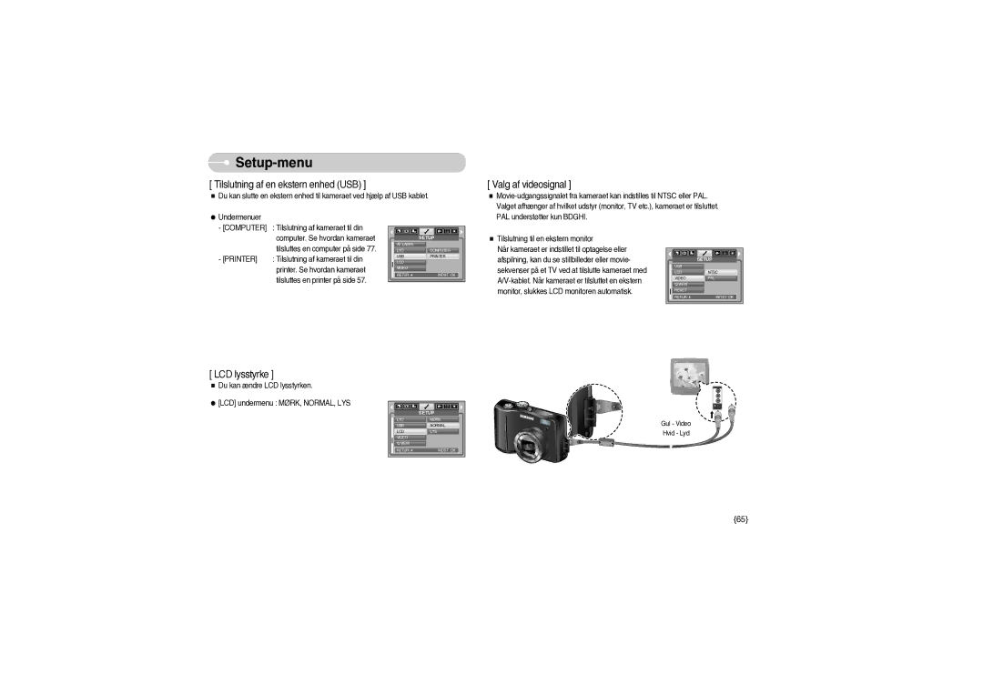 Samsung EC-S850ZSBM/E1, EC-S850ZBBM/E1 manual Tilslutning af en ekstern enhed USB 