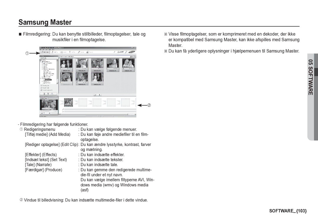 Samsung EC-S85ZZBBA/E2 manual Optagelse, Og mætning, Die-fil under et nyt navn, Du kan føje andre mediefiler til en film 