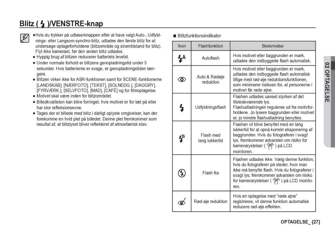 Samsung EC-S85ZZBBA/E2, EC-S85ZZSBA/E2 manual Blitzfunktionsindikator 