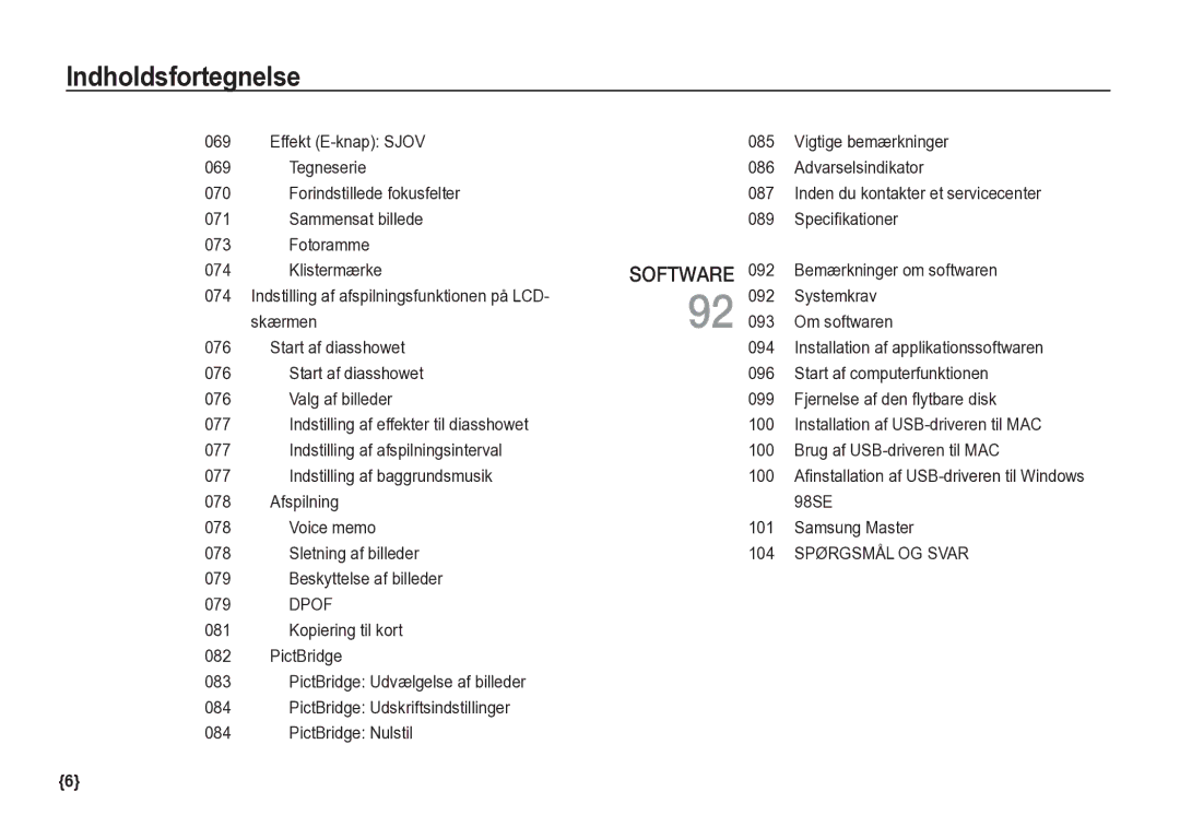 Samsung EC-S85ZZSBA/E2, EC-S85ZZBBA/E2 manual Spørgsmål OG Svar 