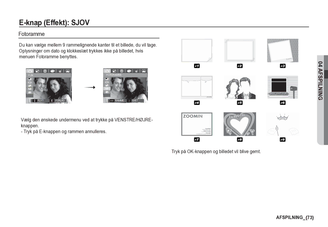 Samsung EC-S85ZZBBA/E2, EC-S85ZZSBA/E2 manual Fotoramme 