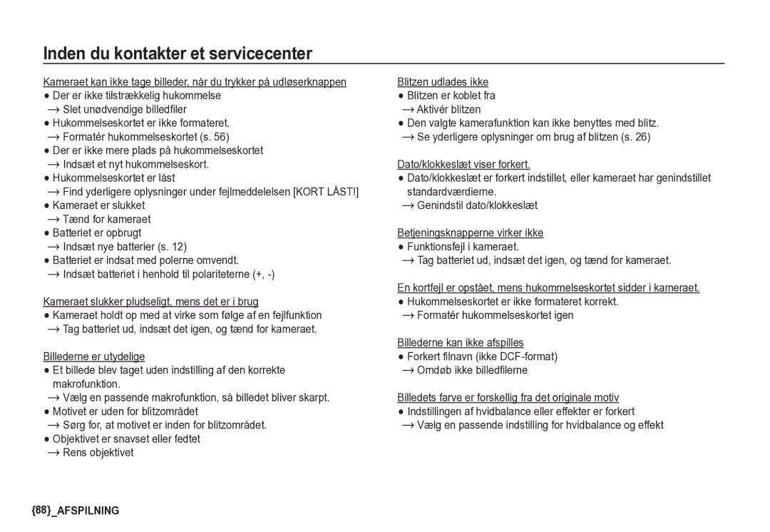 Samsung EC-S85ZZSBA/E2 manual Formatér hukommelseskortet s, Indsæt nye batterier s, Tænd for kameraet Batteriet er opbrugt 