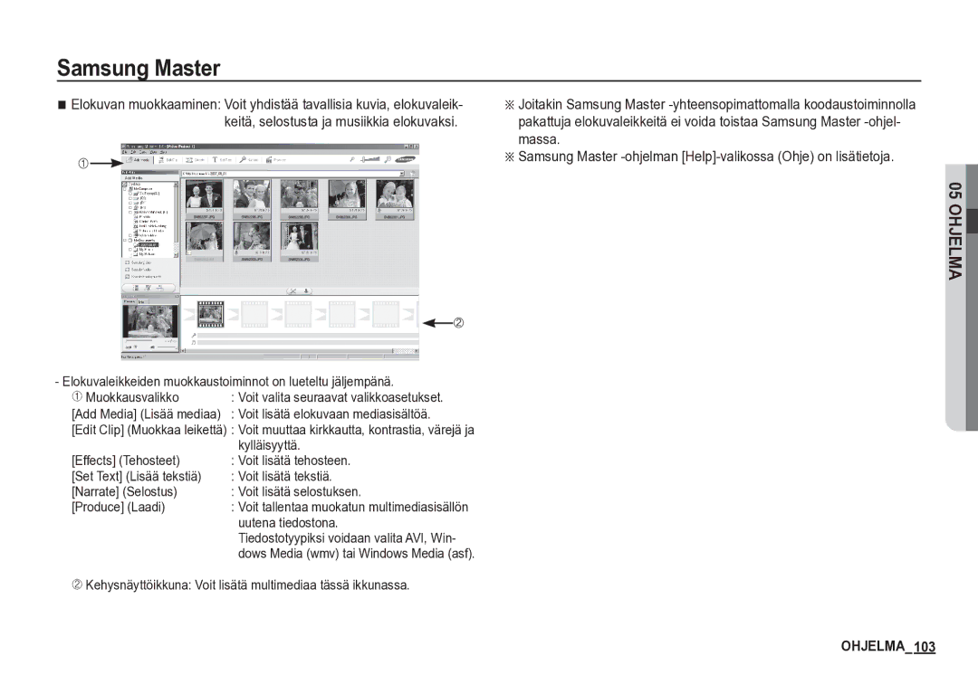 Samsung EC-S85ZZBBA/E2, EC-S85ZZSBA/E2 manual Uutena tiedostona, Kehysnäyttöikkuna Voit lisätä multimediaa tässä ikkunassa 