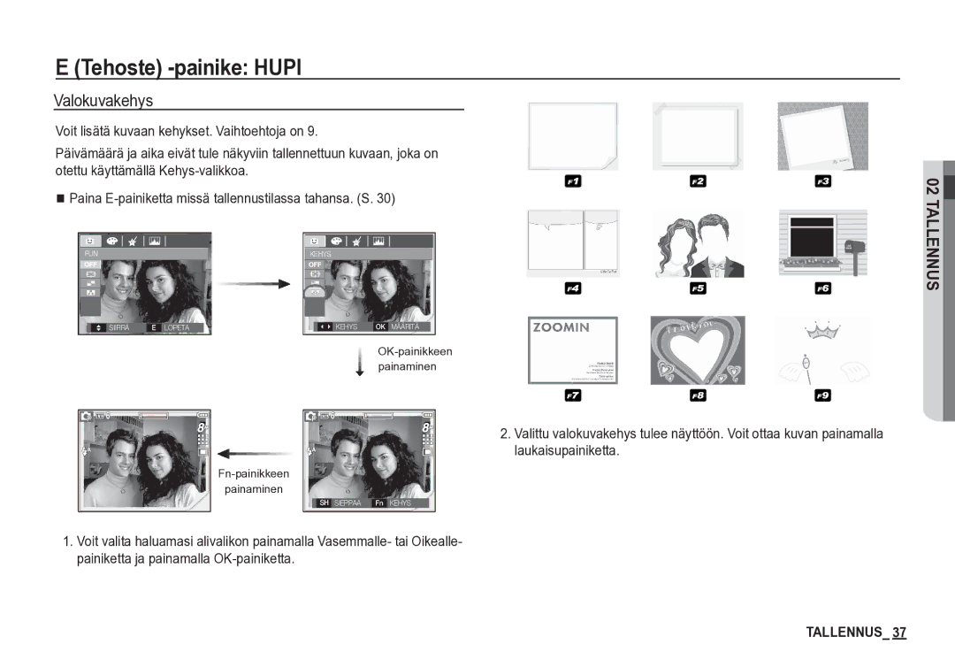 Samsung EC-S85ZZBBA/E2, EC-S85ZZSBA/E2 manual Valokuvakehys 