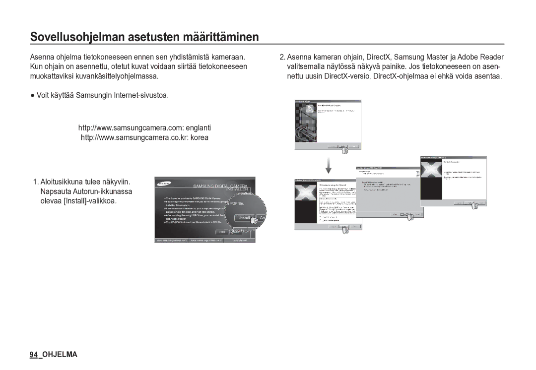 Samsung EC-S85ZZSBA/E2, EC-S85ZZBBA/E2 Sovellusohjelman asetusten määrittäminen, Voit käyttää Samsungin Internet-sivustoa 