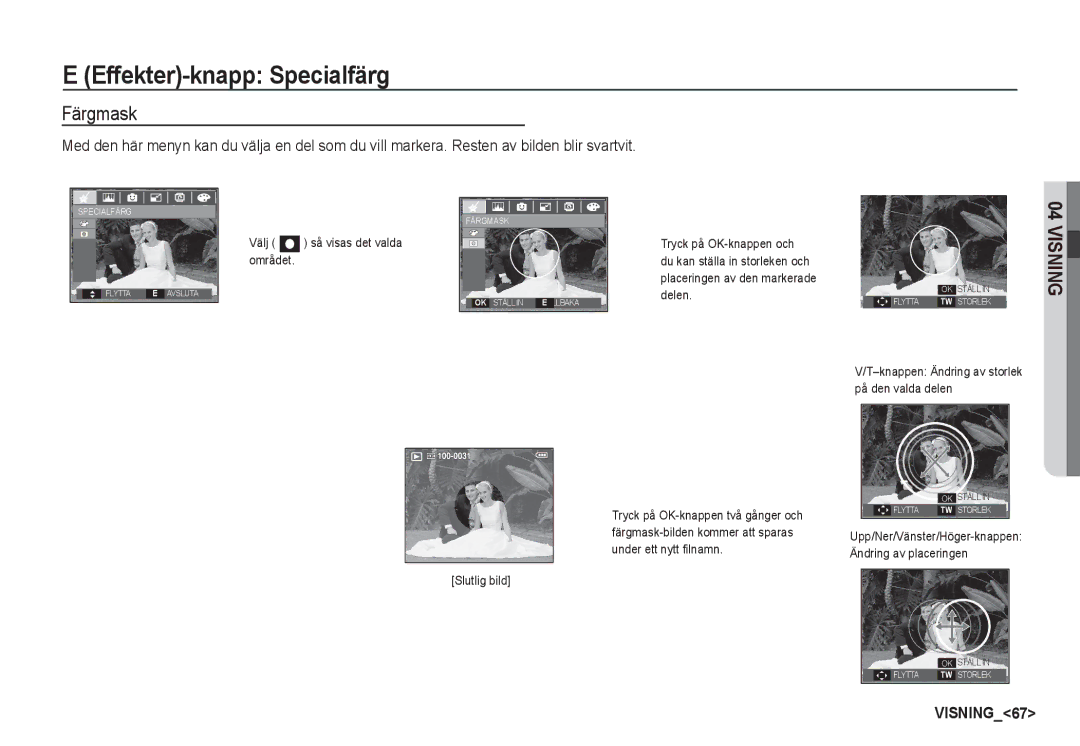 Samsung EC-S85ZZBBA/E2, EC-S85ZZSBA/E2 manual Färgmask 