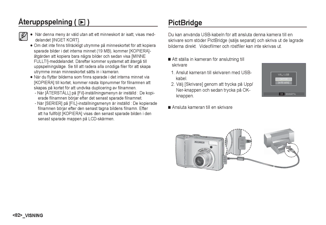 Samsung EC-S85ZZSBA/E2, EC-S85ZZBBA/E2 manual PictBridge 