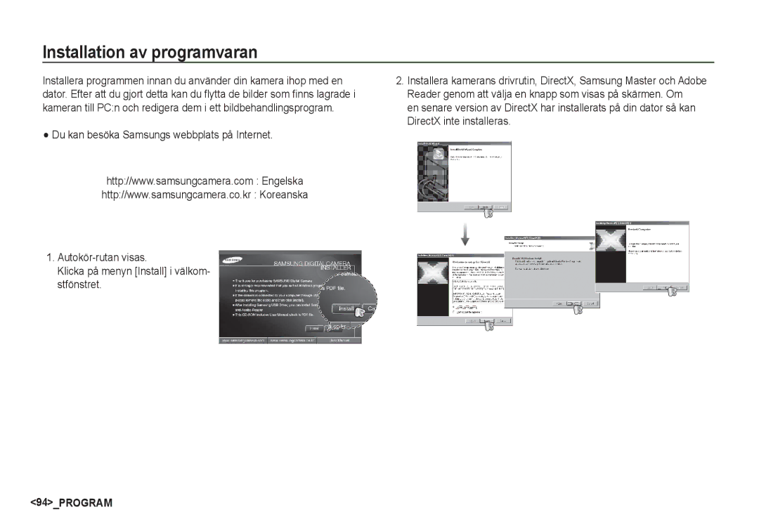 Samsung EC-S85ZZSBA/E2, EC-S85ZZBBA/E2 manual Installation av programvaran 