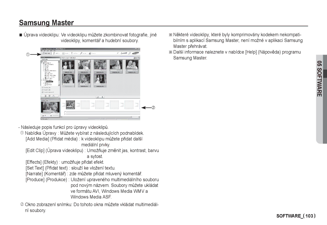 Samsung EC-S85ZZBDA/DE, EC-S85ZZSBA/DE manual Mediální prvky, Set Text PĜidat text slouží ke vložení textu 