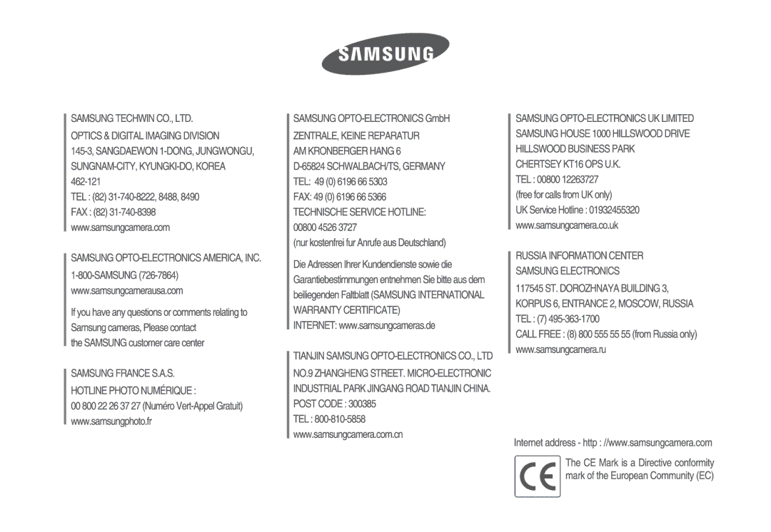 Samsung EC-S85ZZBDA/DE, EC-S85ZZSBA/DE manual 