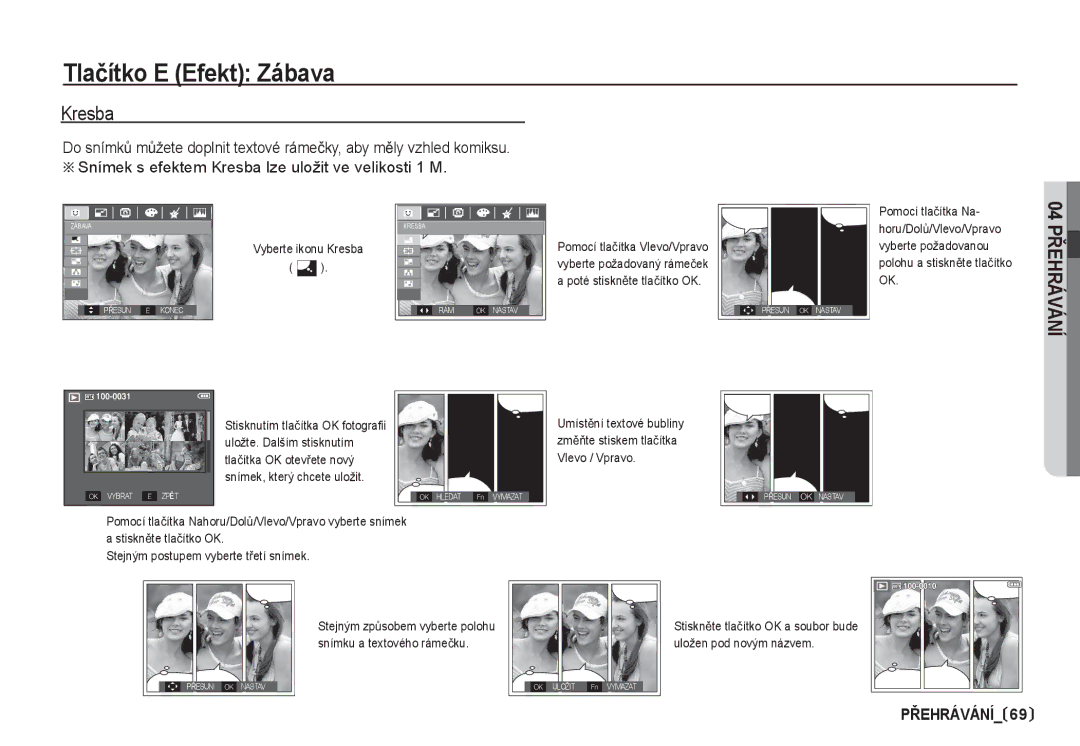 Samsung EC-S85ZZBDA/DE, EC-S85ZZSBA/DE manual Vyberte ikonu Kresba 