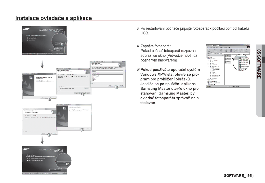 Samsung EC-S85ZZBDA/DE, EC-S85ZZSBA/DE manual Instalace ovladaþe a aplikace 