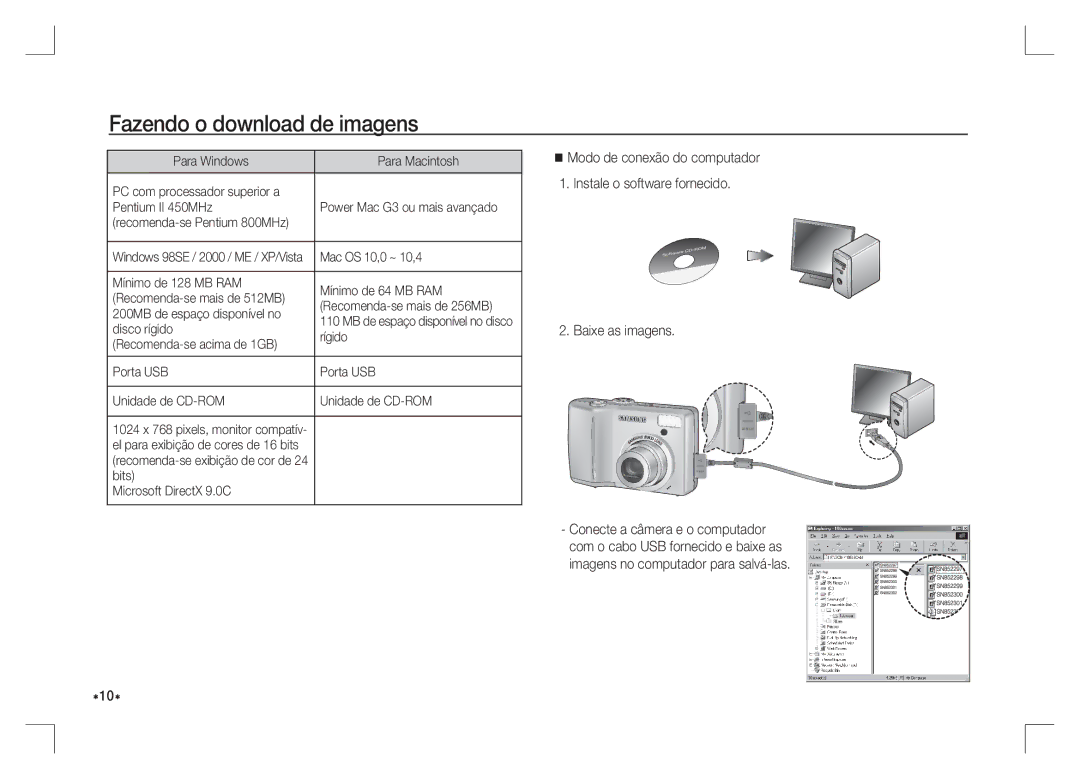 Samsung EC-S85ZZBAA, EC-S85ZZPAA, EC-S85ZZSAA manual Fazendo o download de imagens 