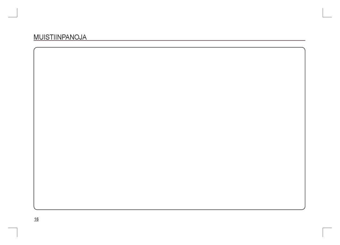 Samsung EC-S85ZZSAA, EC-S85ZZPAA, EC-S85ZZBAA manual Muistiinpanoja 