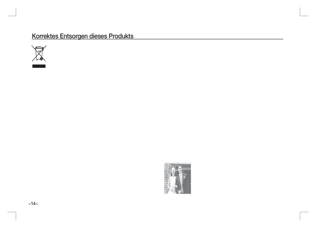 Samsung EC-S85ZZSAA, EC-S85ZZPAA, EC-S85ZZBAA manual Korrektes Entsorgen dieses Produkts 