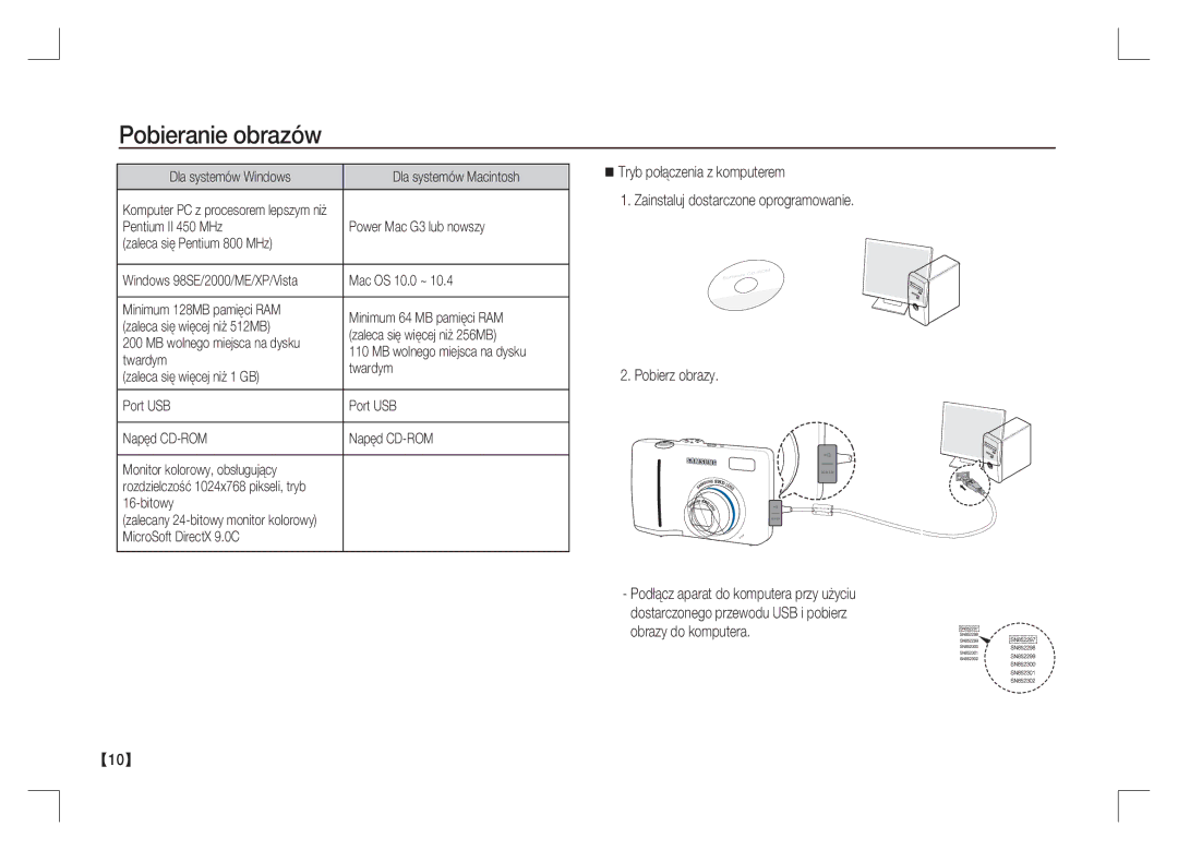 Samsung EC-S85ZZSAA, EC-S85ZZPAA, EC-S85ZZBAA manual Pobieranie obrazów 