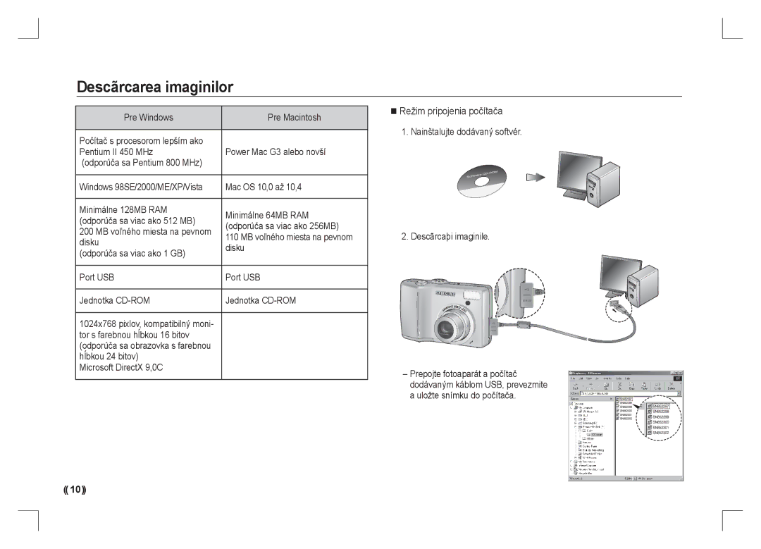 Samsung EC-S85ZZPAA, EC-S85ZZSAA, EC-S85ZZBAA manual Režim pripojenia počítača 