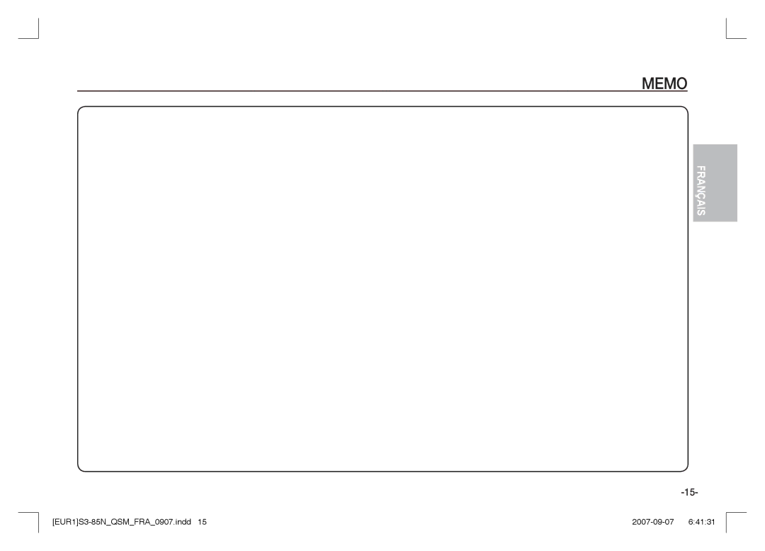 Samsung EC-S85ZZBAA, EC-S85ZZPAA, EC-S85ZZSAA manual Memo 