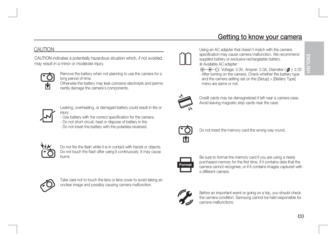 Samsung EC-S85ZZSAA manual Supplied battery or exclusive rechargeable battery, ÄAvailable AC adapter, Menu are same or not 