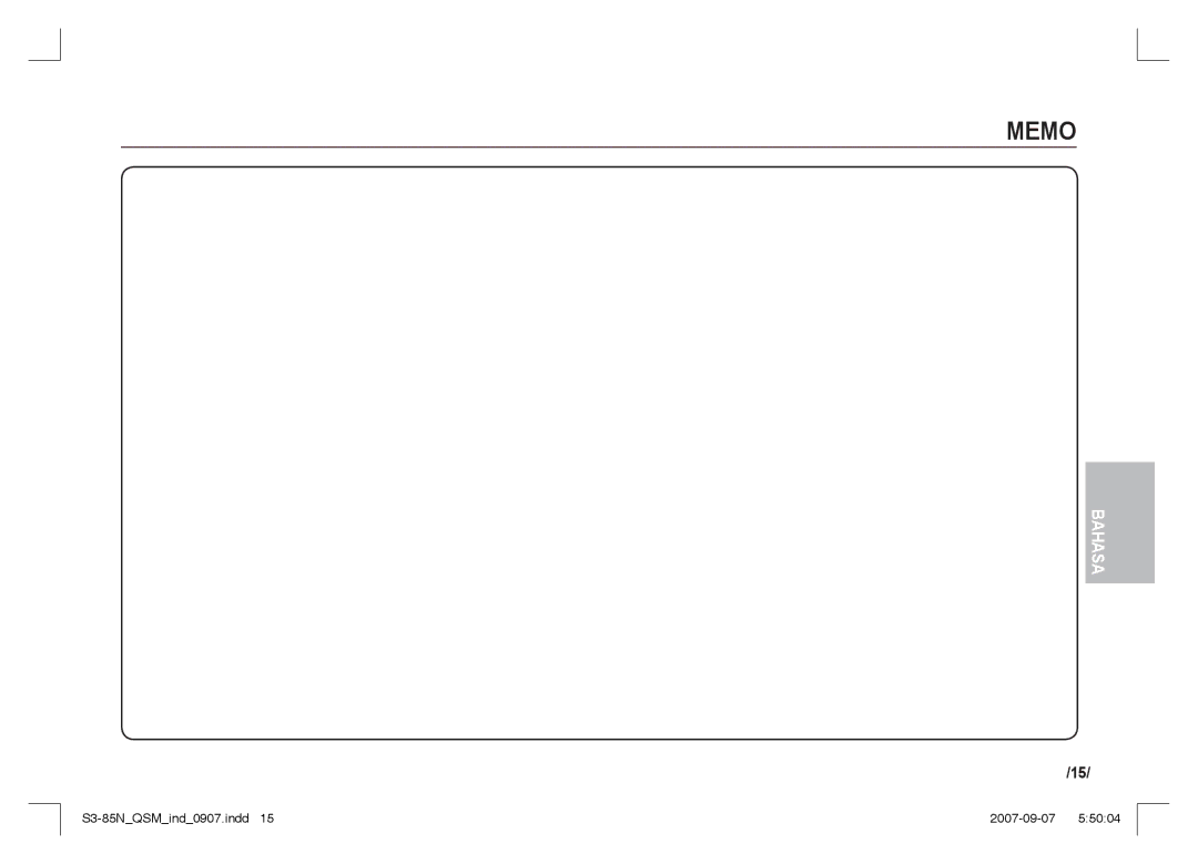 Samsung EC-S85ZZBAA, EC-S85ZZPAA, EC-S85ZZSAA manual Memo 