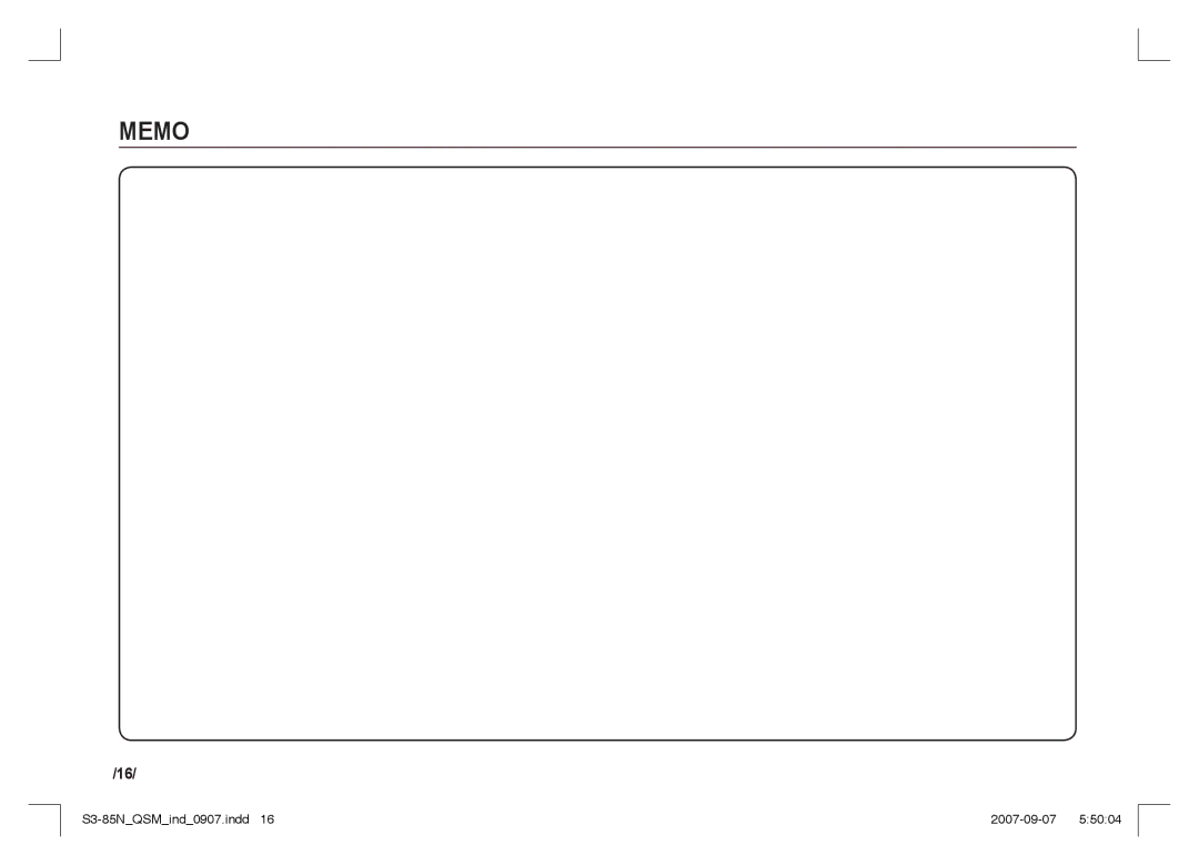 Samsung EC-S85ZZPAA, EC-S85ZZSAA, EC-S85ZZBAA manual Memo 