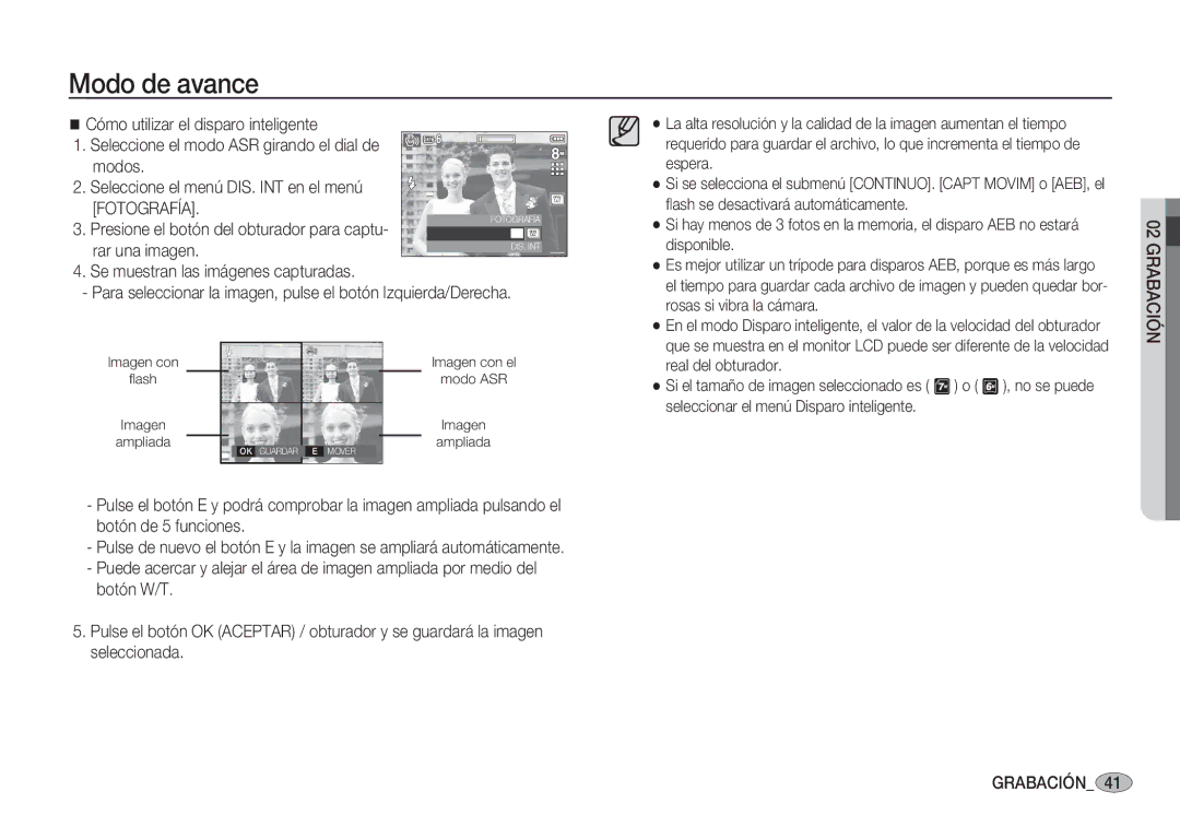 Samsung EC-S85ZZSBA/AS, EC-S85ZZSBA/E1, EC-S85ZZSBA/E2, EC-S85ZZPBA/E1, EC-S85ZZBBA/E1 manual Imagen con ﬂash Ampliada 