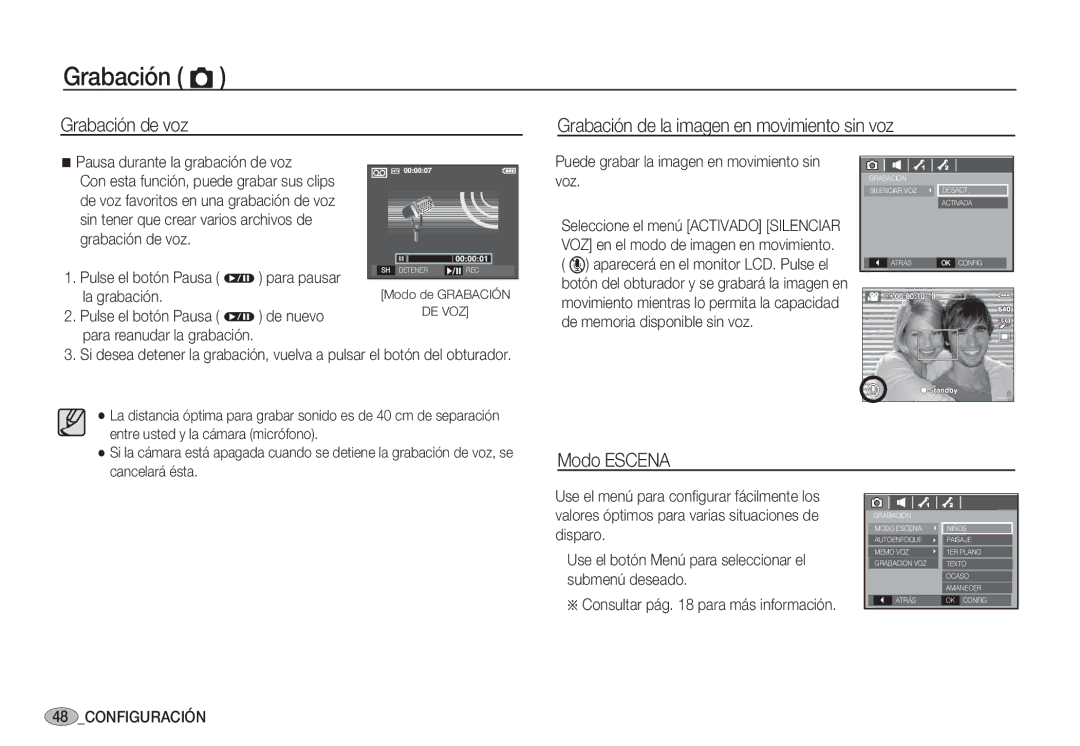 Samsung EC-S85ZZPBA/SP, EC-S85ZZSBA/E1, EC-S85ZZSBA/E2, EC-S85ZZPBA/E1, EC-S85ZZBBA/E1, EC-S85ZZSBB/E1 manual Modo Escena 