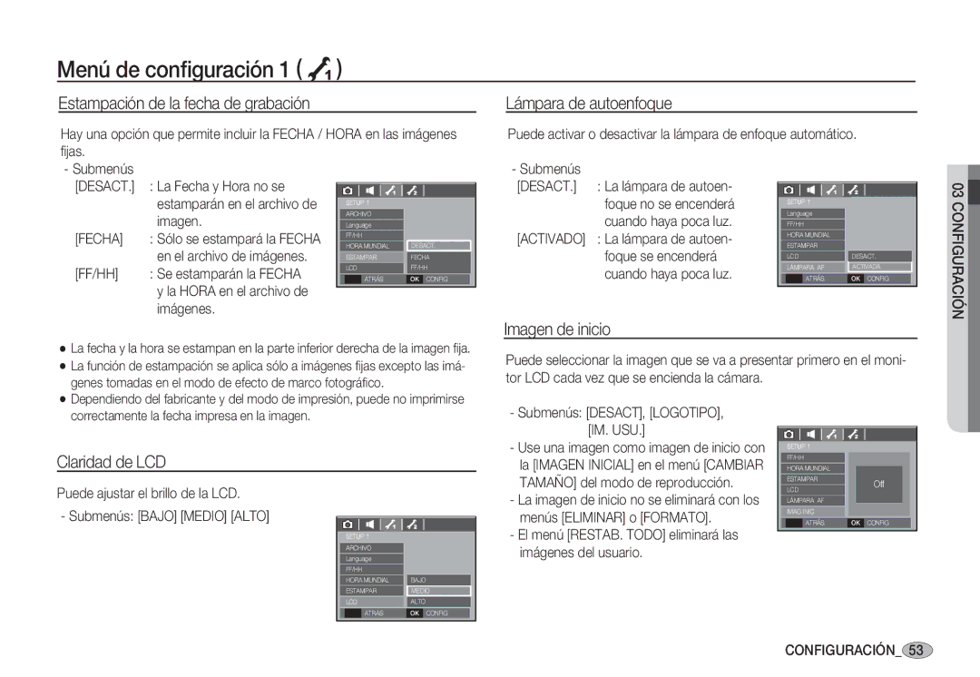 Samsung EC-S85ZZBBA/AS Estampación de la fecha de grabación Lámpara de autoenfoque, Imagen de inicio, Claridad de LCD 