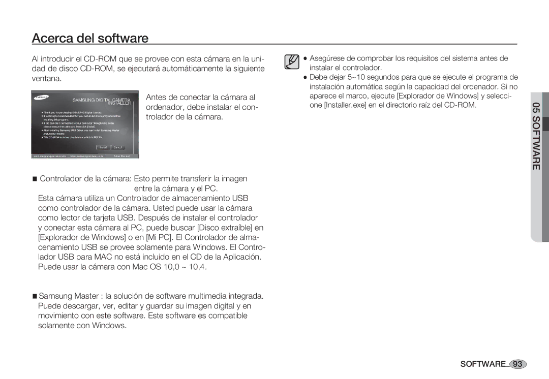 Samsung EC-S85ZZBBB/SP, EC-S85ZZSBA/E1, EC-S85ZZSBA/E2, EC-S85ZZPBA/E1, EC-S85ZZBBA/E1, EC-S85ZZSBB/E1 Acerca del software 