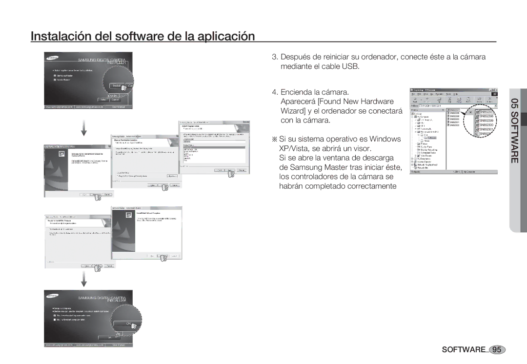 Samsung EC-S85ZZSBB/SP, EC-S85ZZSBA/E1, EC-S85ZZSBA/E2, EC-S85ZZPBA/E1 manual Instalación del software de la aplicación 